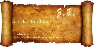 Zintz Britta névjegykártya